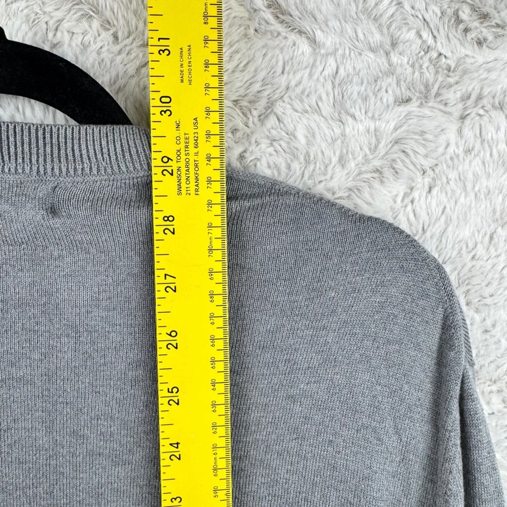 Banana Republic Argyle Sweater Mens Large Grey Blue Silk Cashmere V-Neck Preppy